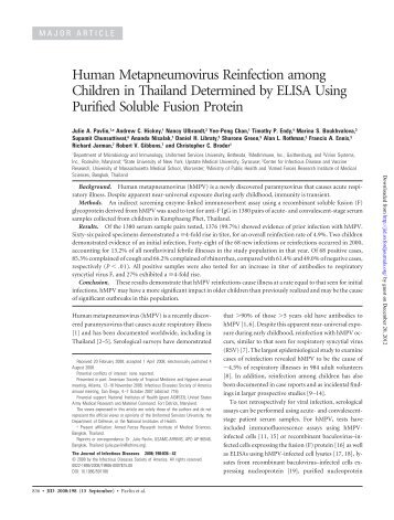 Human Metapneumovirus Reinfection among Children in Thailand ...