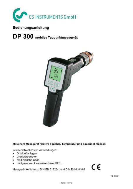 Bedienungsanleitung DP 300 mobiles ... - CS Instruments