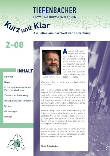 Newsletter 02-2008 - Tiefenbacher GmbH - Recycling durch Entlacken