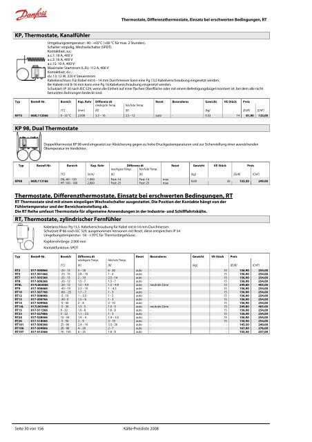 Refrigeration and Air Conditioning Kälte-Preisliste 2008 - Danfoss