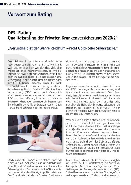 DFSI Ratings - Qualitätsrating der Privaten Krankenversicherung 2020 / 21