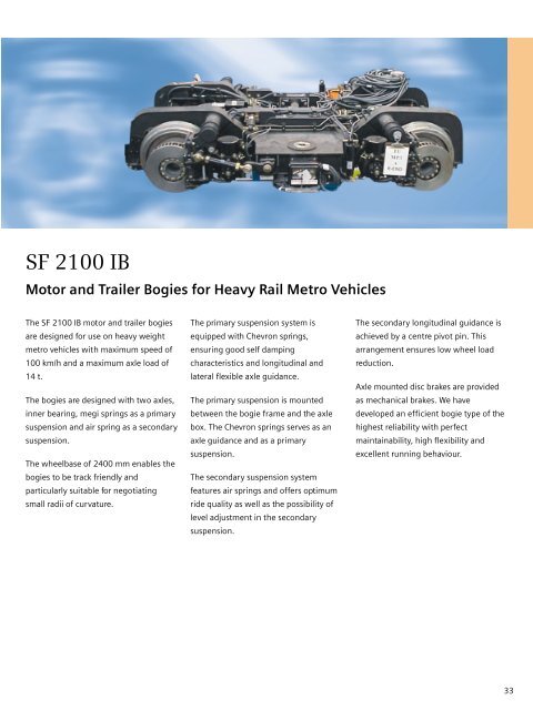 Motor and Trailer Bogies for Heavy Metro Vehicles - Siemens