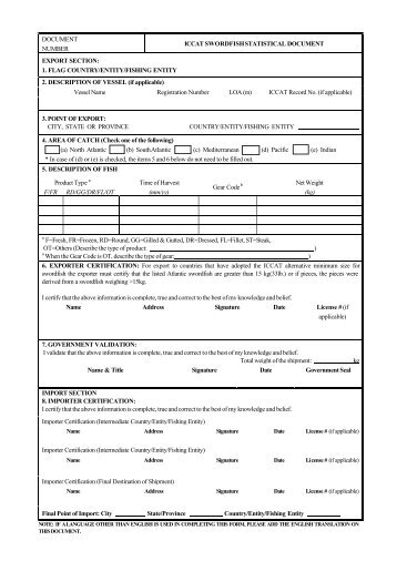 ICCAT Swordfish Statistical Document