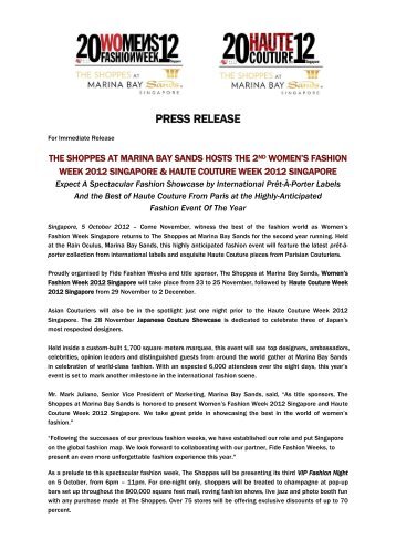 PRESS RELEASE - Marina Bay Sands