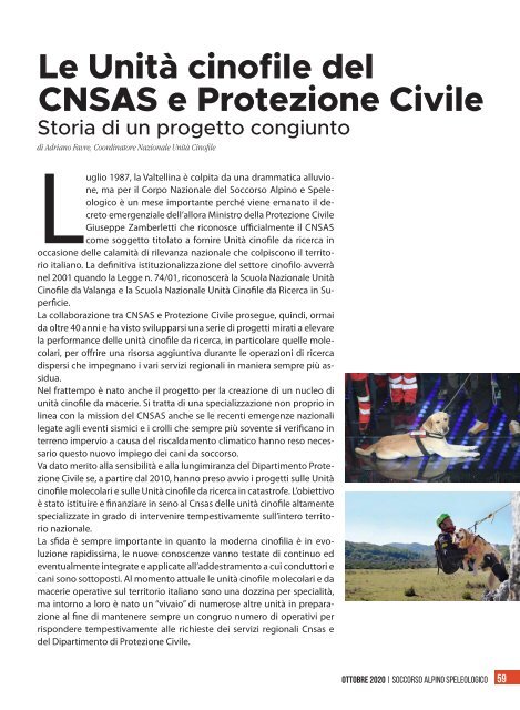 La rivista istituzionale del Soccorso Alpino e Speleologico - n. 76, novembre 2020