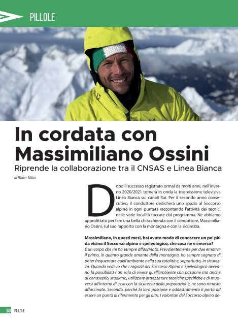 La rivista istituzionale del Soccorso Alpino e Speleologico - n. 76, novembre 2020