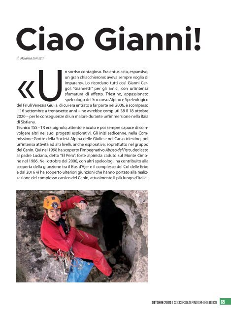 La rivista istituzionale del Soccorso Alpino e Speleologico - n. 76, novembre 2020