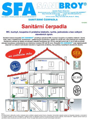 Sanitární čerpadla - SFA SANIBROY CZ