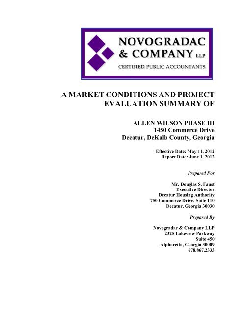 a market conditions and project evaluation summary of - Georgia ...