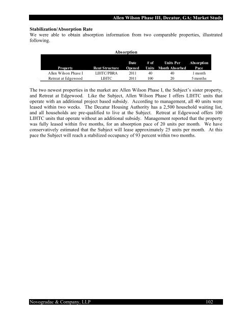 a market conditions and project evaluation summary of - Georgia ...