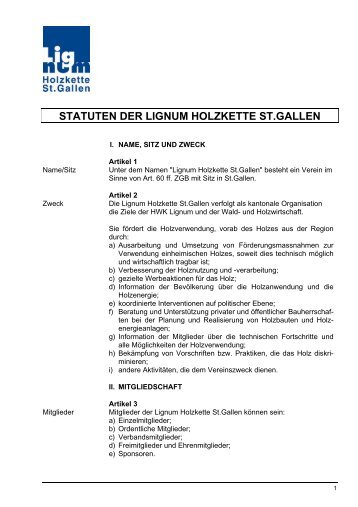 STATUTEN DER LIGNUM HOLZKETTE ST.GALLEN