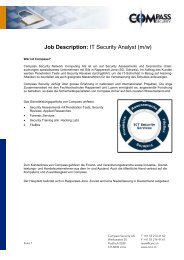 Job Description: IT Security Analyst (m/w) - Compass Security AG