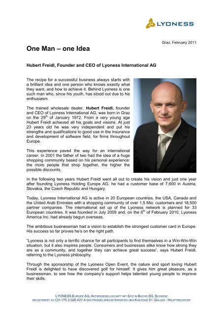 One Man – one Idea - Lyoness