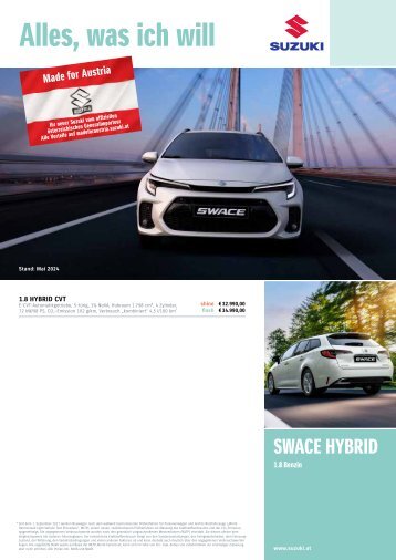 SWACE Preise, Ausstattung und technische Daten