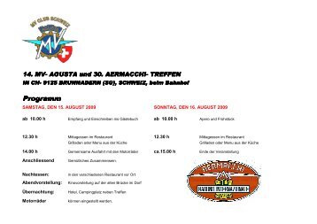 AGUSTA und 30. AERMACCHI- TREFFEN - MV Agusta Club Schweiz