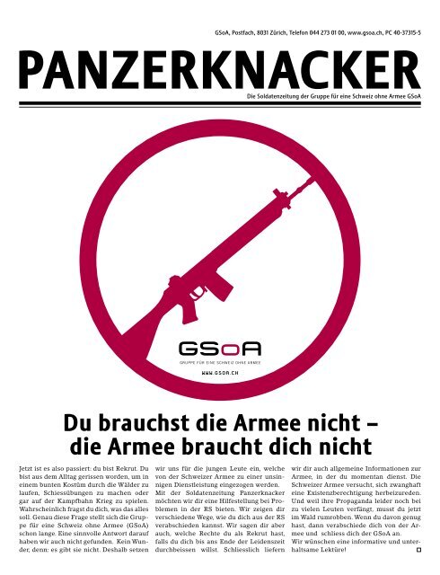 Du brauchst die Armee nicht – die Armee braucht dich nicht - GSoA