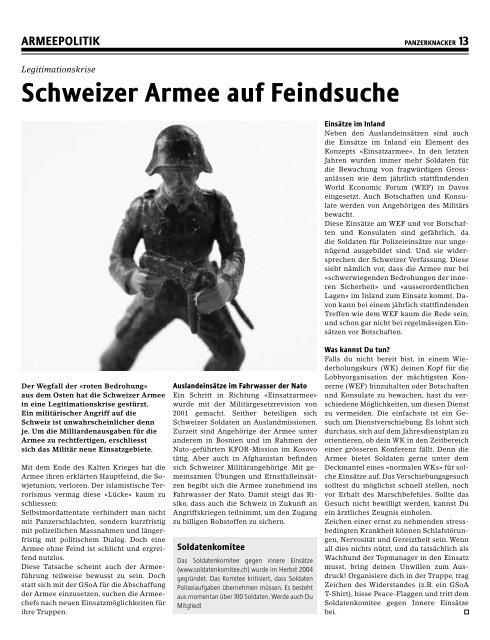 Du brauchst die Armee nicht – die Armee braucht dich nicht - GSoA