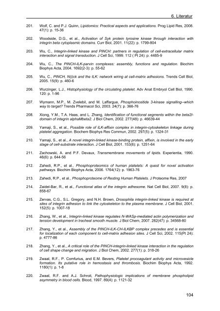 charakterisierung von organellen und signalwegen des thrombozyten