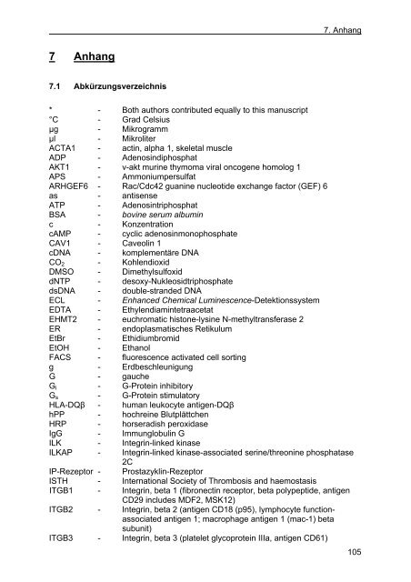 charakterisierung von organellen und signalwegen des thrombozyten