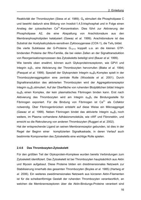 charakterisierung von organellen und signalwegen des thrombozyten