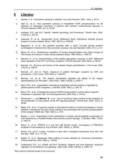 charakterisierung von organellen und signalwegen des thrombozyten