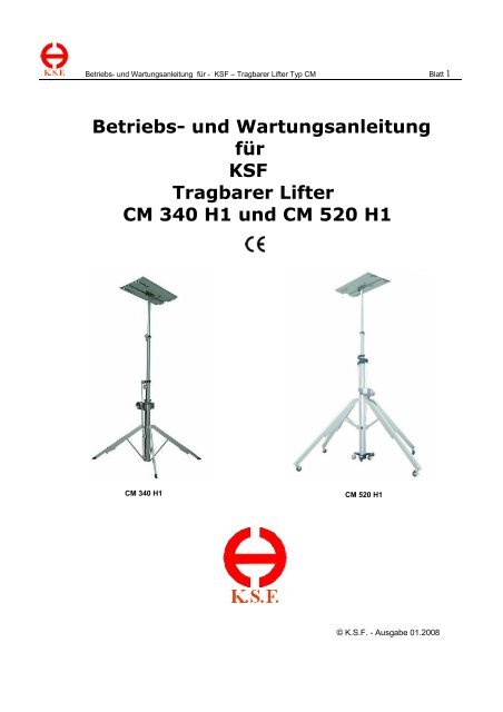 Betriebs- und Wartungsanleitung für KSF Tragbarer Lifter CM 340 ...