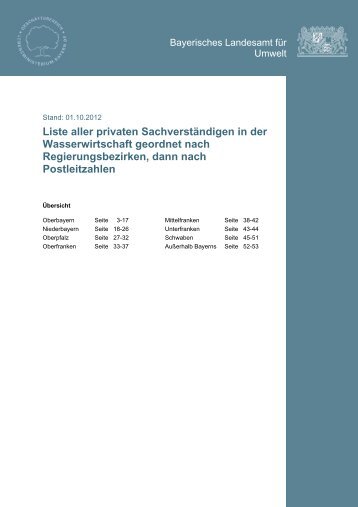 Liste aller privaten Sachverständigen in der Wasserwirtschaft ...