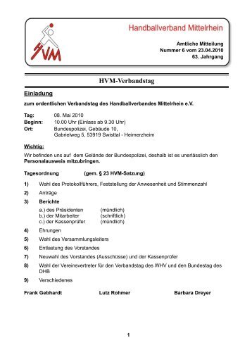 AM 6/10 (pdf) - Handballkreis Köln/Rheinberg