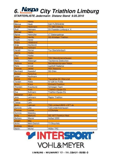 STARTLISTE JD09052010 - Triathlon-Equipe-Elz