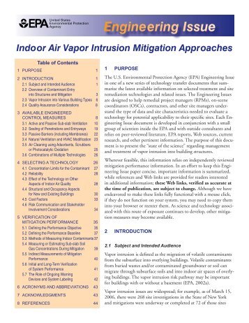 Indoor Air Vapor Intrusion Mitigation Approaches - CLU-IN