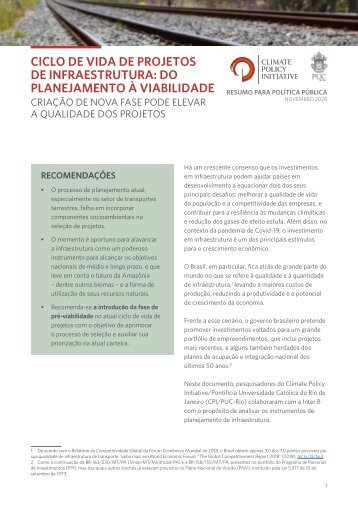 PB - Ciclo de vida de projetos de infraestrutura - do planejamento a viabilidade