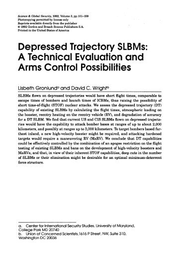 Depressed Trajectory SLBMs - Princeton University