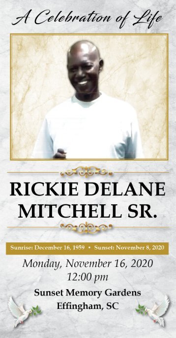 Rickie Mitchell Sr. Funeral Program