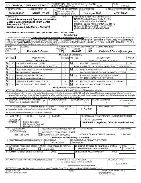 Marshall Engineering Technician and Trade Services ... - FOIA - NASA