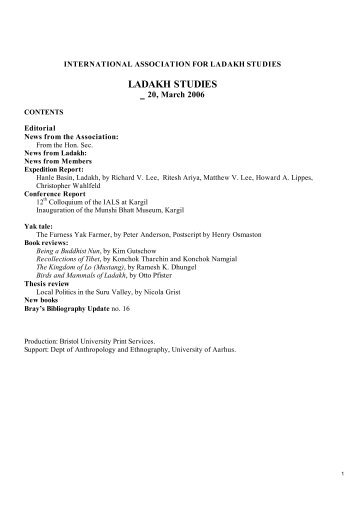LADAKH STUDIES 20, March 2006 - International Association for ...