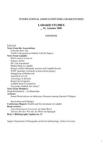 LADAKH STUDIES 14, Autumn 2000 - International Association for ...