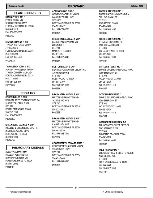 2011 Provider and Pharmacy Directory - Freedom Health