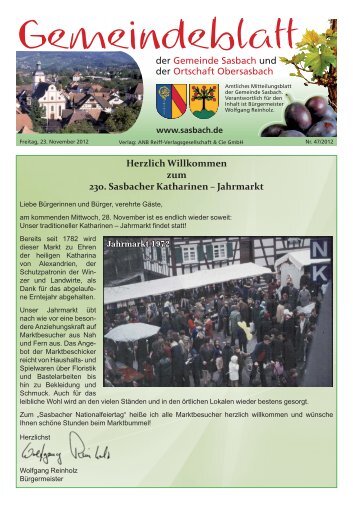 Herzlich Willkommen zum 230. Sasbacher Katharinen – Jahrmarkt