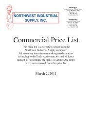 Commercial Price List - Northwest Industrial Supply, Inc.