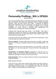 Personality Profiling - SHL's OPQ32r - Creative Leadership