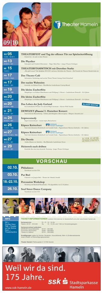 THEATERFEST und Tag der offenen Tür zur ... - Theater Hameln