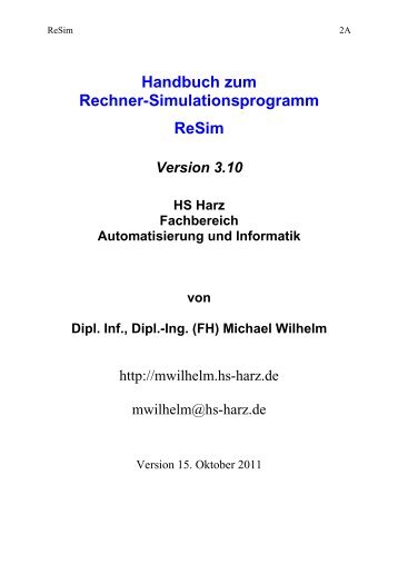 Handbuch zum Rechner-Simulationsprogramm ReSim - HS-Harz M ...