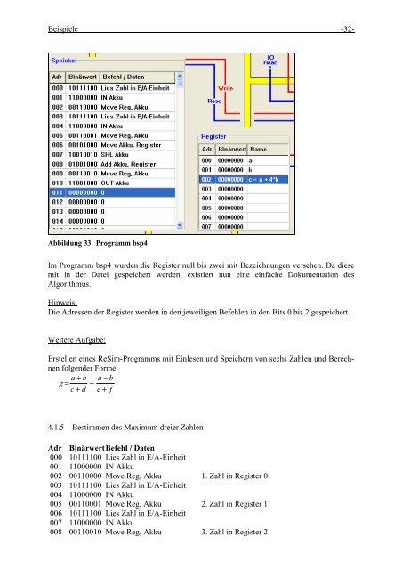 Handbuch zum Rechner-Simulationsprogramm ReSim - HS-Harz M ...