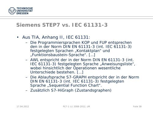 IEC 61131 - Fakultät Elektrotechnik und Informationstechnik