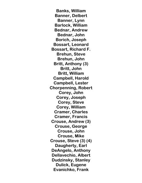 Whitney Honor Roll Whitney Honor Roll World War I ... - unityhonorroll