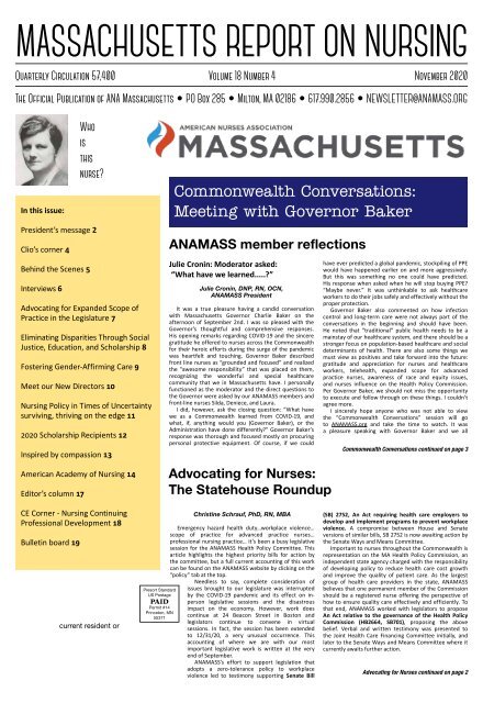 Massachusetts Report on Nursing - December 2020