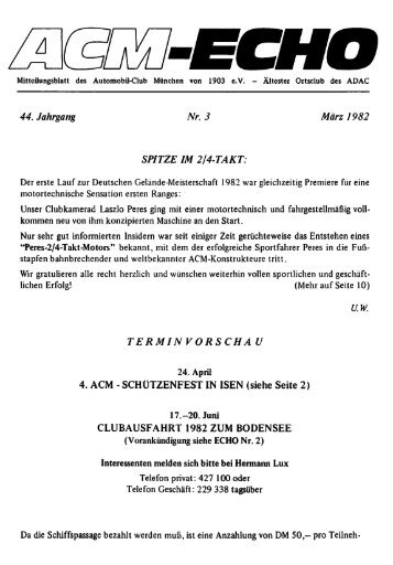 SPITZE IM 2/4-TAKT - ACM Automobilclub München von 1903 e. V.