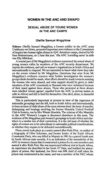 WOMEN IN THE ANC AND SWAPO - DISA