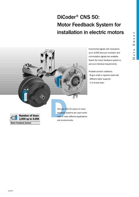 Encoder Cns50 DiCoder® CNS 50: Motor Feedback System for installation in ... - Sick