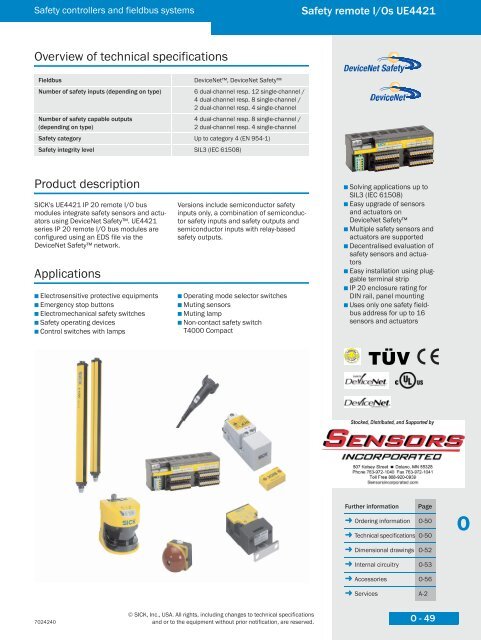 SICK Product Catalog "Industrial Safety Systems" - Sensors ...